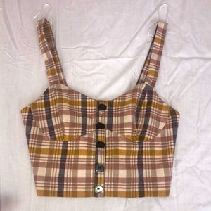 Zara plaid crop top with buttons